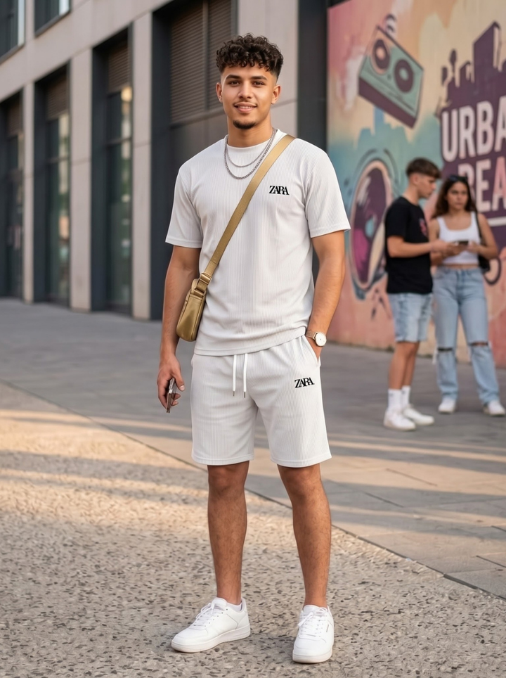 Ribbed T-Shirt &amp; Shorts Cordset