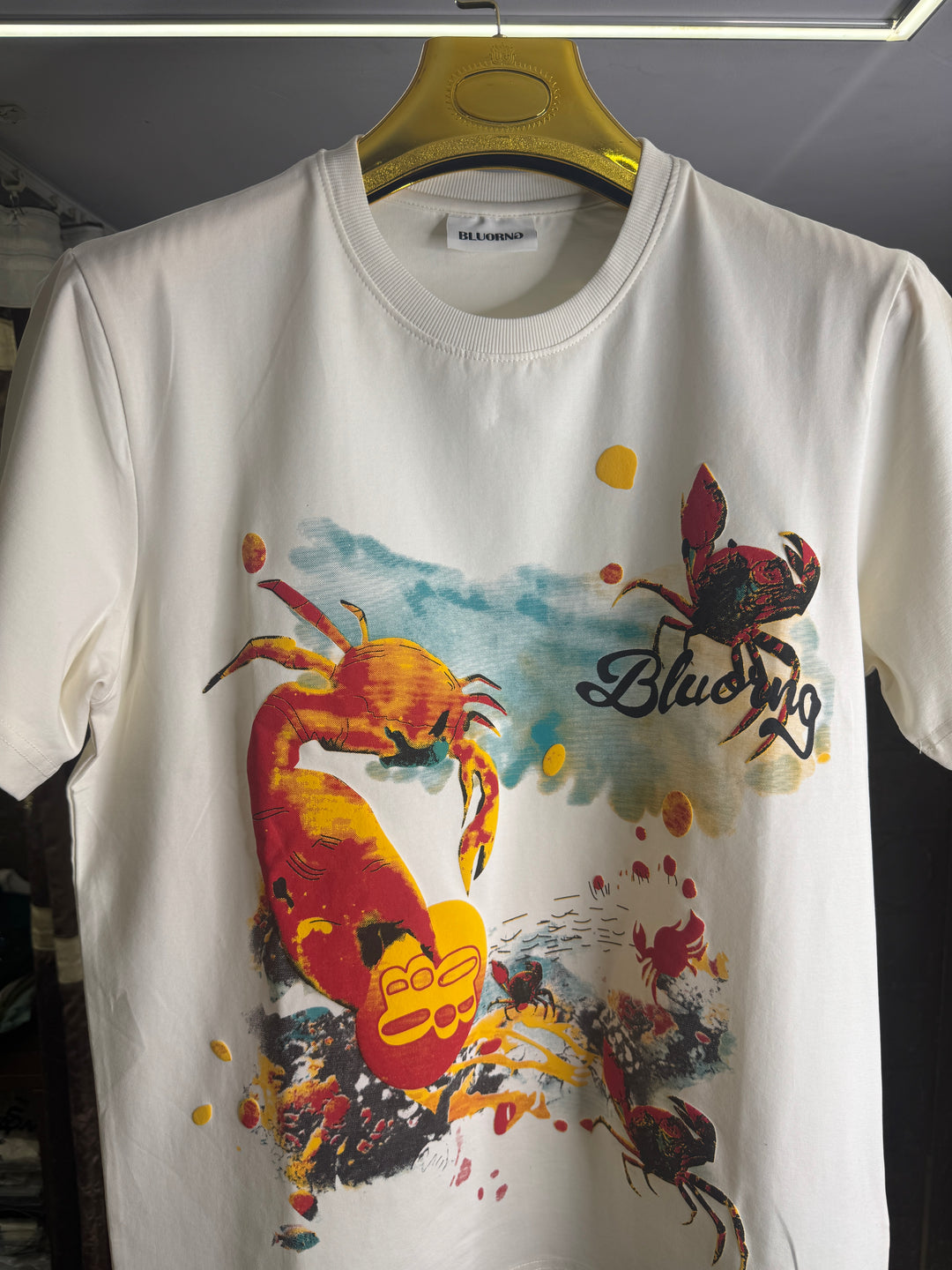 Crab Graphic Puff Print Oversized T-Shirt