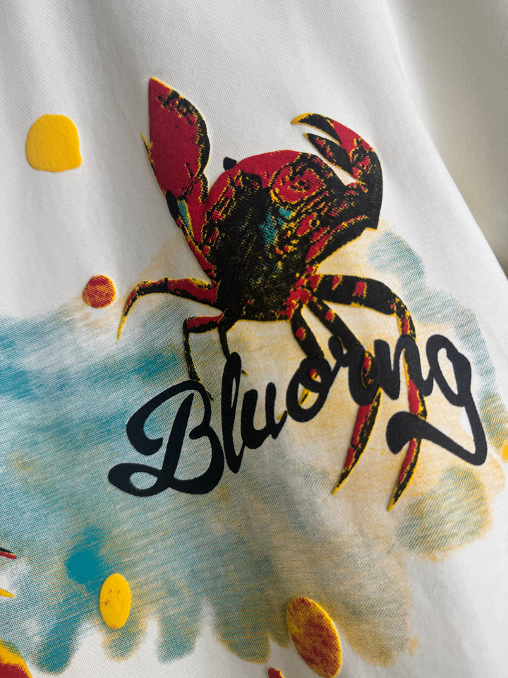 Crab Graphic Puff Print Oversized T-Shirt