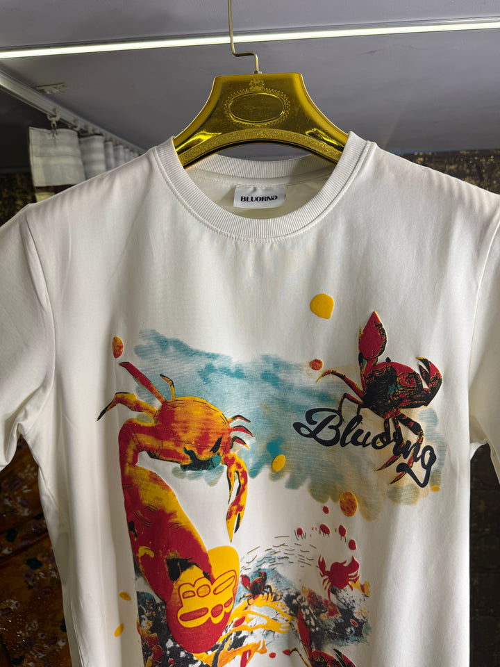 Crab Graphic Puff Print Oversized T-Shirt