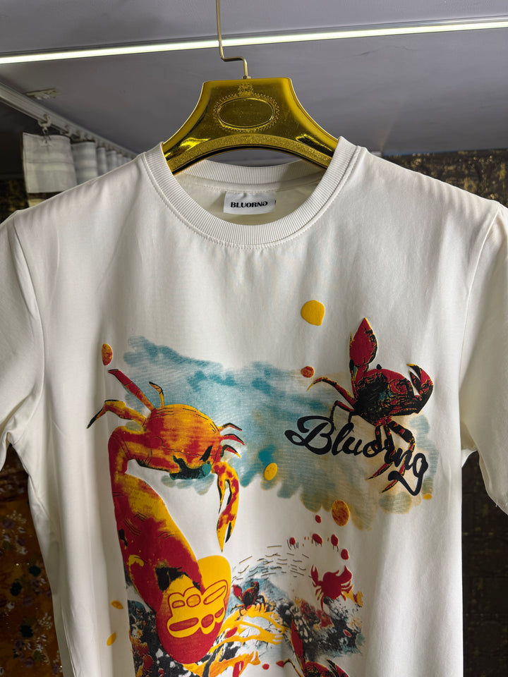 Crab Graphic Puff Print Oversized T-Shirt