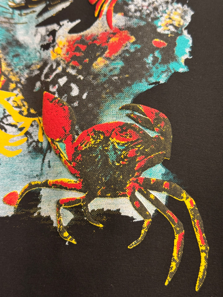 Crab Graphic Puff Print Oversized T-Shirt
