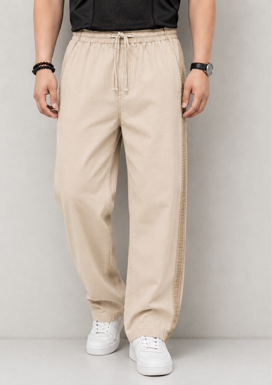 Side Stripe Baggy Denim Joggers