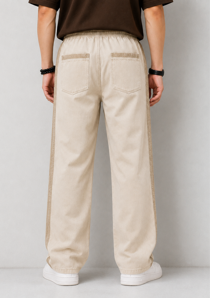 Side Stripe Baggy Denim Joggers