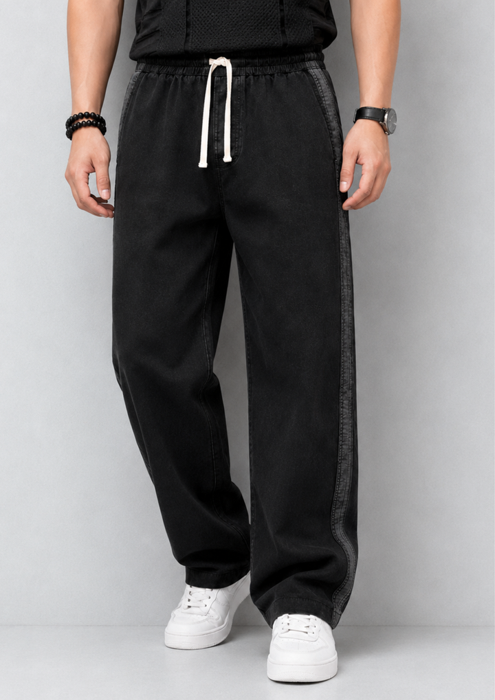 Side Stripe Baggy Denim Joggers