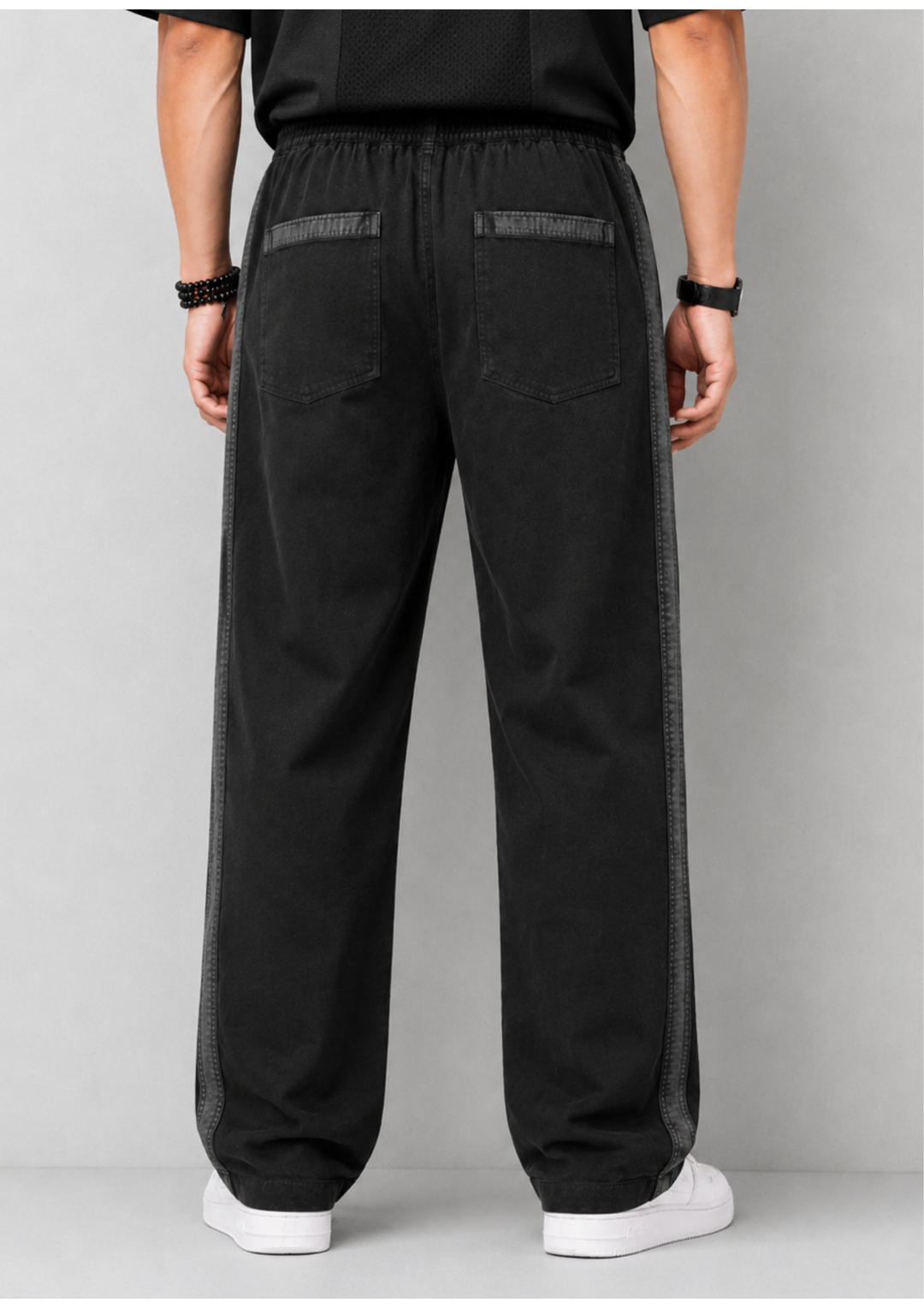 Side Stripe Baggy Denim Joggers
