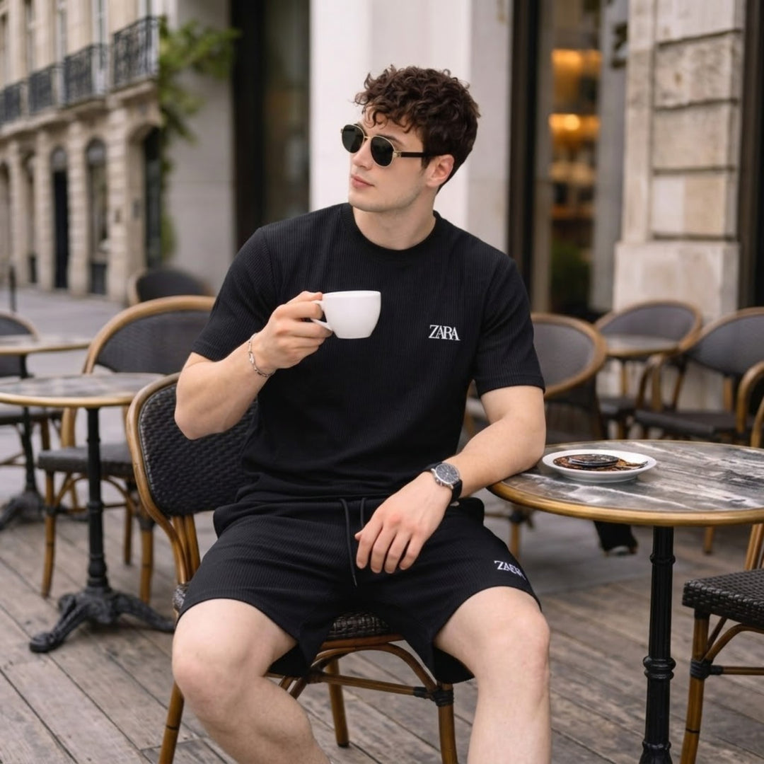 Ribbed T-Shirt &amp; Shorts Cordset