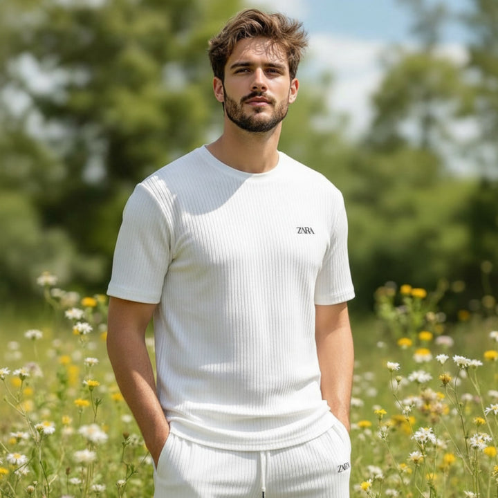 Ribbed T-Shirt &amp; Shorts Cordset