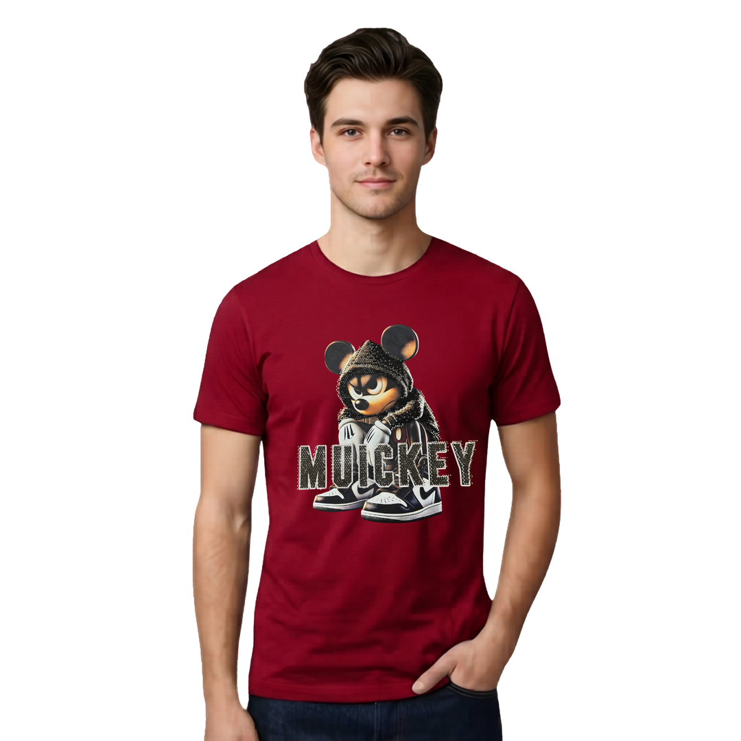 Mouse Rhinestone Graphic Cotton T-Shirt